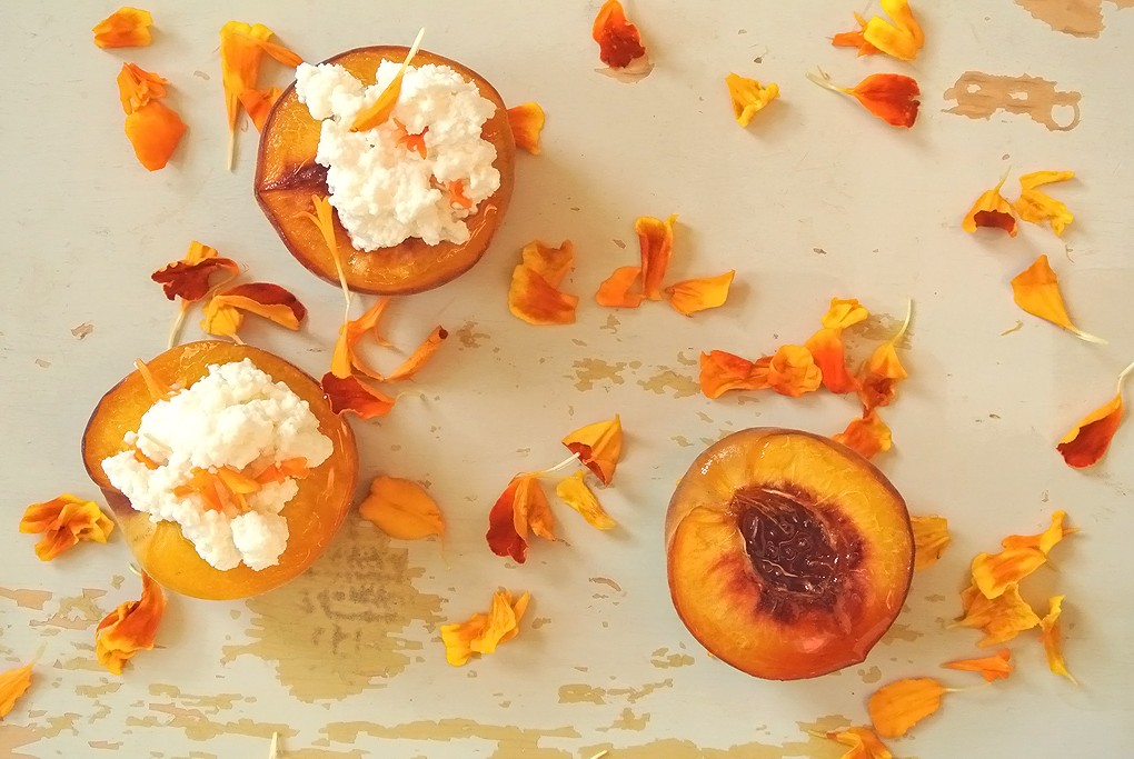 Roasted-Peaches-with-Homemade-Ricotta-and-Calendula-1