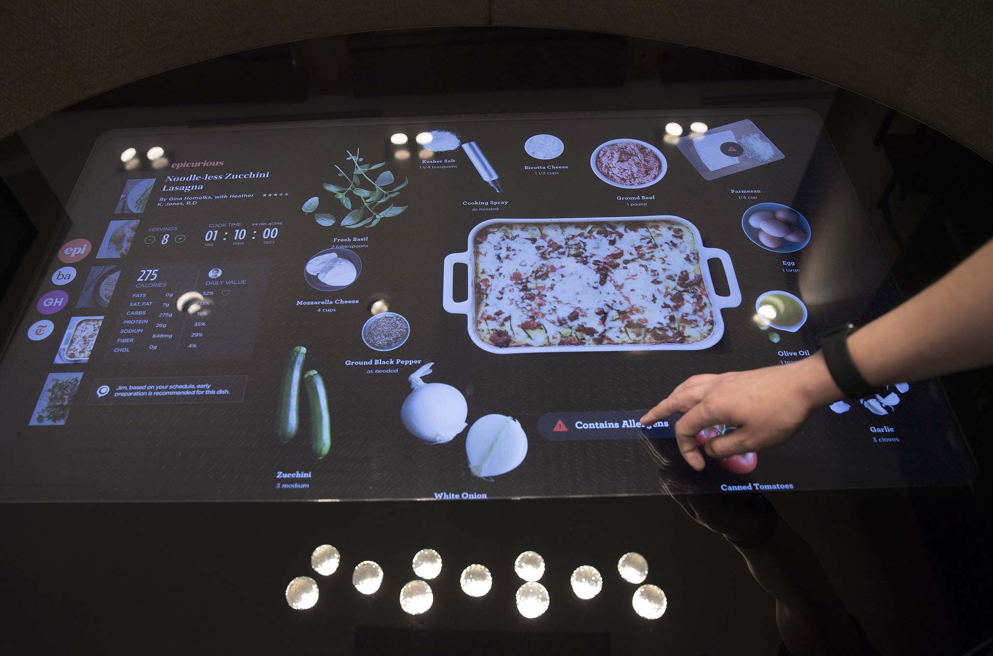 A touchscreen table optimized with Innit technology, which integrates other appliances to manage one's kitchen, is demonstrated at the new Pirch home design store in New York on May 20, 2016. (MUST CREDIT: Bloomberg photo by Victor J. Blue)
